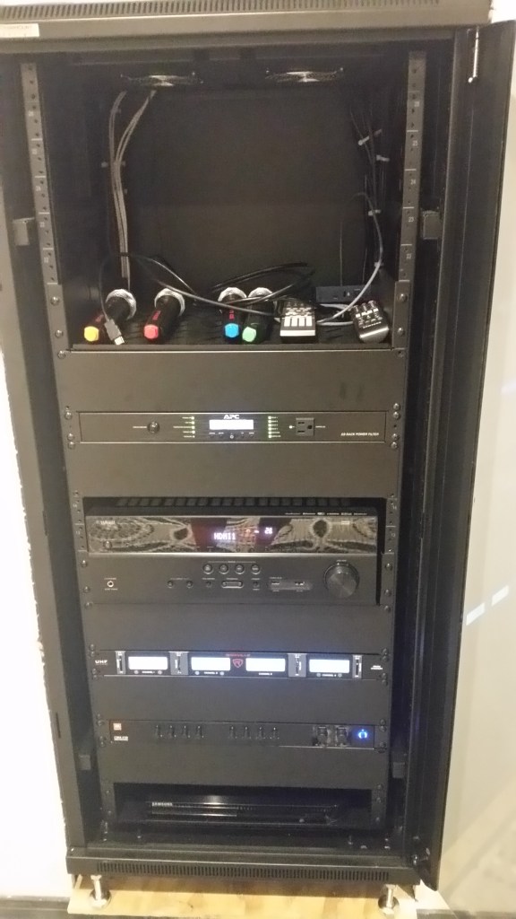 A state of the art sound system is being installed in the Cascade Room. Similar scaled down sound system provides ambient music for Lobby, Bar, Aquarius Room and Hallway.